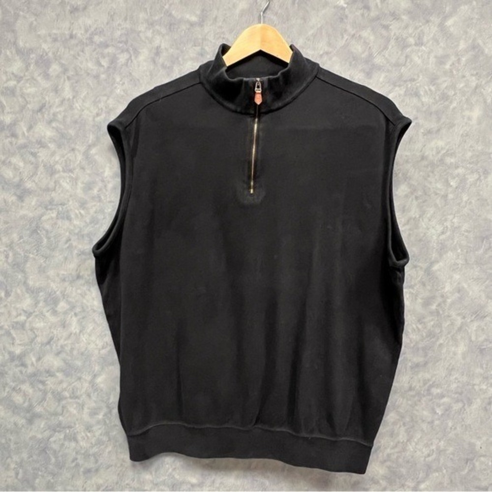 Polo Golf Ralph Lauren Black Quarter Zip Vest Sleeveless Mens Sz XL